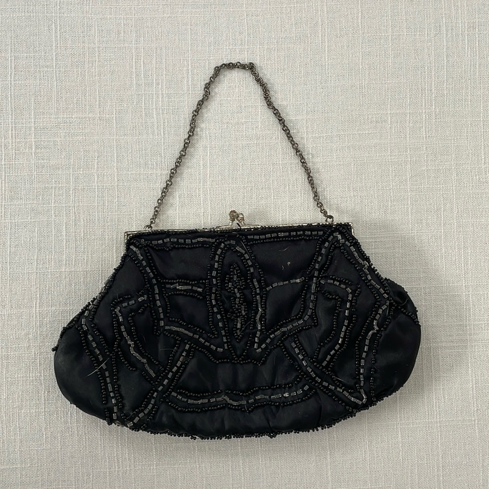 VINTAGE Black Beaded Purse